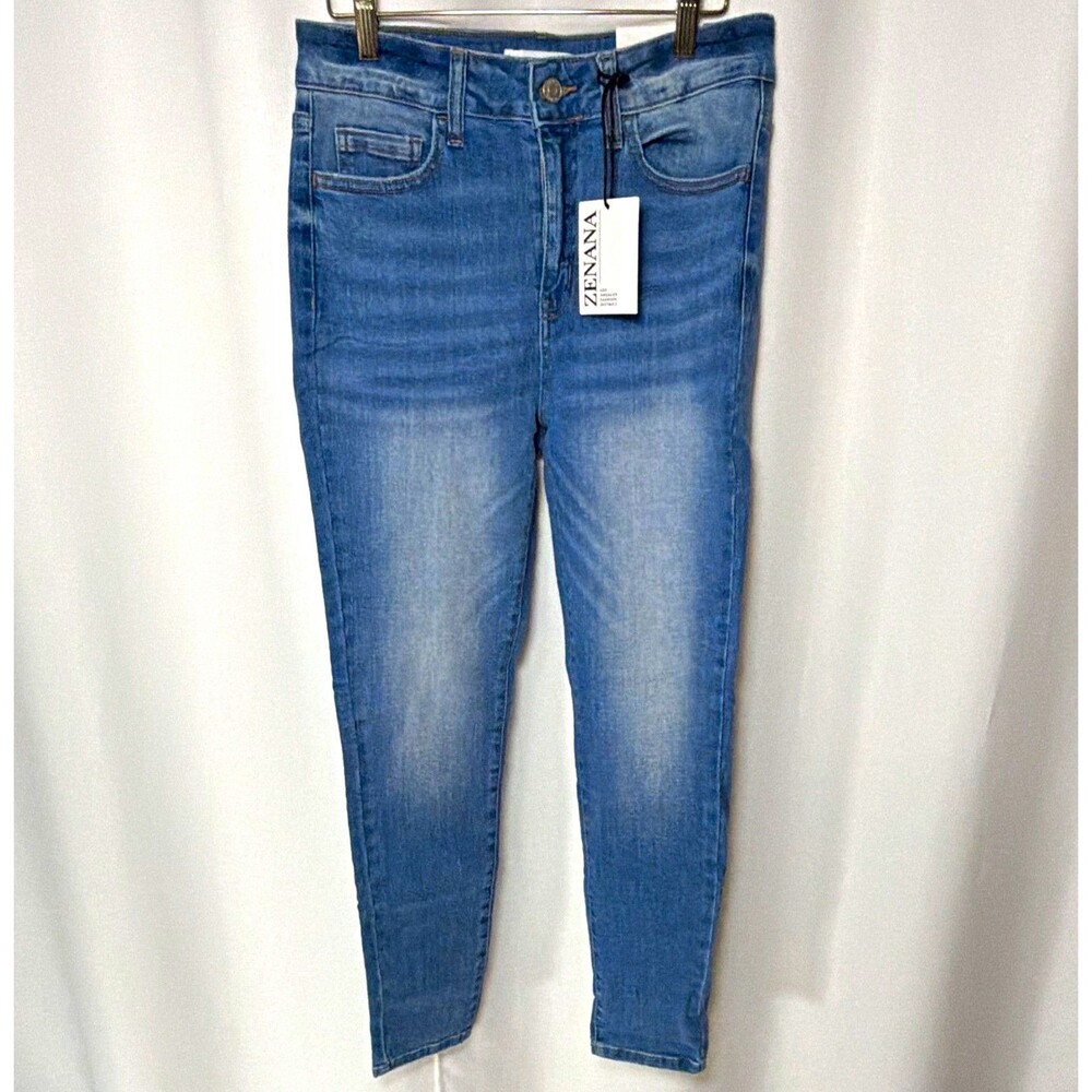 Zenana Jeans Womens 28 Blue Medium Wash Skinny Slim Stretch 5-Pocket Mid Rise